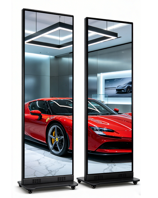 80 Inch LED Digital Signage Display, P1.86 GOB Technology Foldable Poster LED Screen, 3000:1 High Contrast Glossy Display, Seamless Splicing up to 6 Units, Smart Control LED Display with Flight Case for Commercial Events & Rentals( Price for reference)