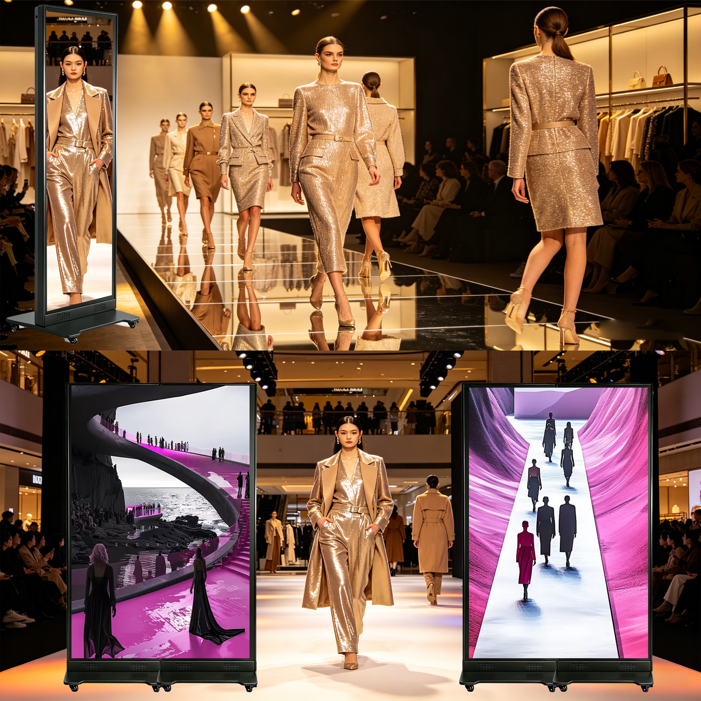 80 Inch LED Digital Signage Display, P1.86 GOB Technology Foldable Poster LED Screen, 3000:1 High Contrast Glossy Display, Seamless Splicing up to 6 Units, Smart Control LED Display with Flight Case for Commercial Events & Rentals（ Price for reference）
