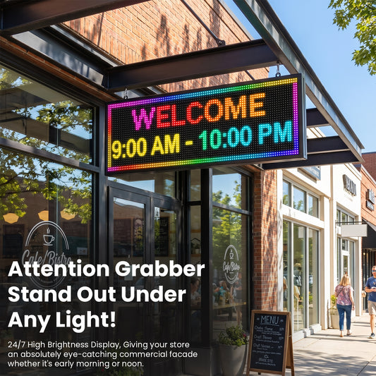 P10 Programmable LED Sign, Waterproof Full Color Outdoor Scrolling Display for Business, WiFi & USB Control