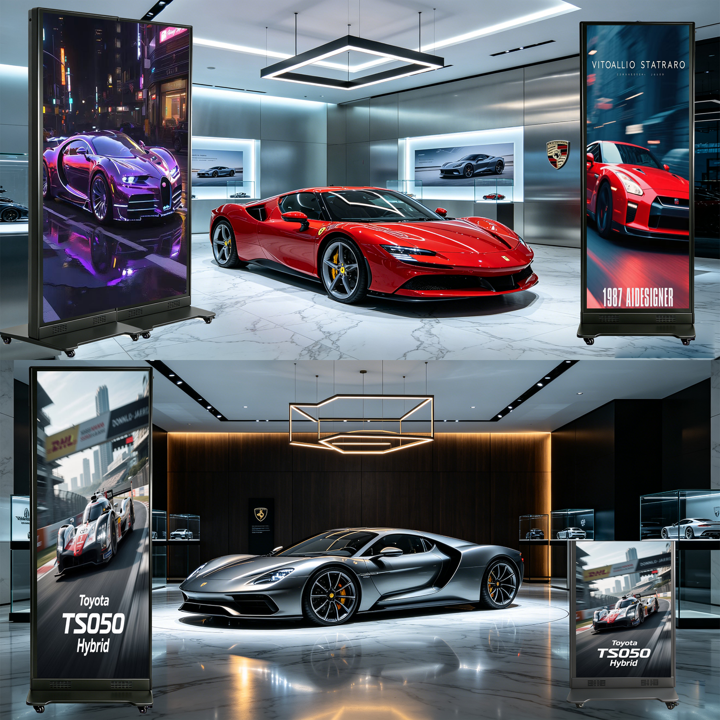80 Inch LED Digital Signage Display, P1.86 GOB Technology Foldable Poster LED Screen, 3000:1 High Contrast Glossy Display, Seamless Splicing up to 6 Units, Smart Control LED Display with Flight Case for Commercial Events & Rentals（ Price for reference）