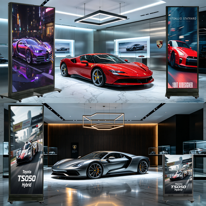 80 Inch LED Digital Signage Display, P1.86 GOB Technology Foldable Poster LED Screen, 3000:1 High Contrast Glossy Display, Seamless Splicing up to 6 Units, Smart Control LED Display with Flight Case for Commercial Events & Rentals（ Price for reference）