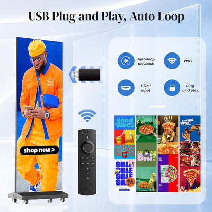WHALEY 80" LED Poster Screen – Portable Foldable Display with Flight Case & WiFi Control for Events