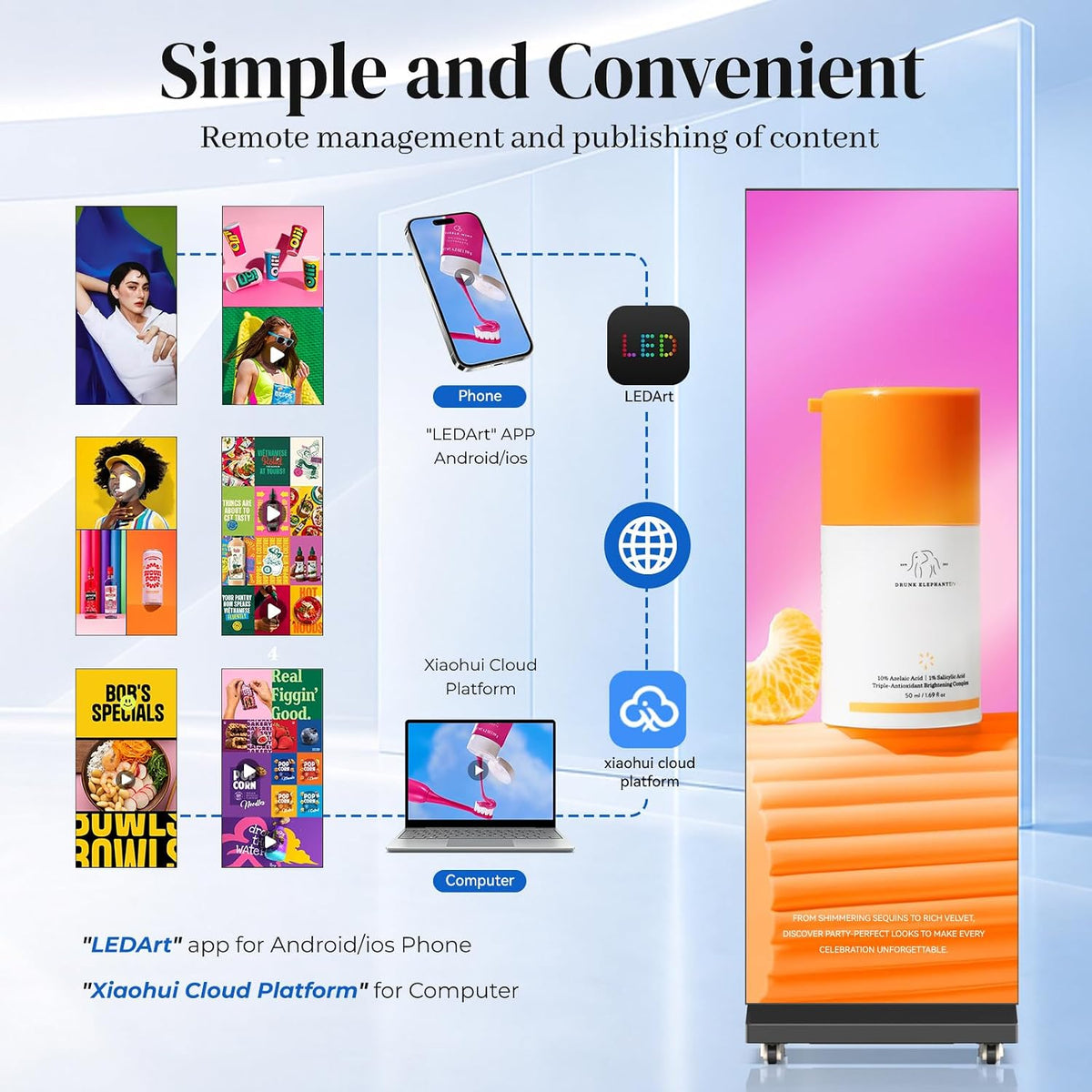 WHALEY 80" LED Poster Screen – Portable Foldable Display with Flight Case & WiFi Control for Events