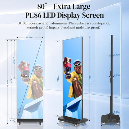 WHALEY 80" LED Poster Screen – Portable Foldable Display with Flight Case & WiFi Control for Events