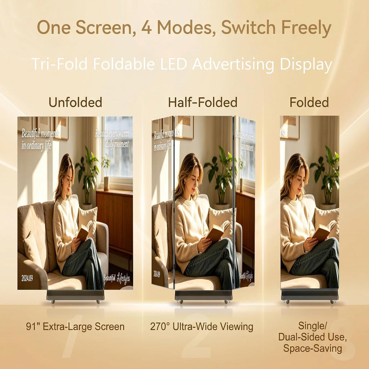 WHALEY 90" LED Poster Screen – Portable Foldable Display with Flight Case & WiFi Control for Events
