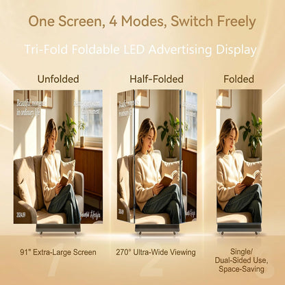 WHALEY 90" LED Poster Screen – Portable Foldable Display with Flight Case & WiFi Control for Events