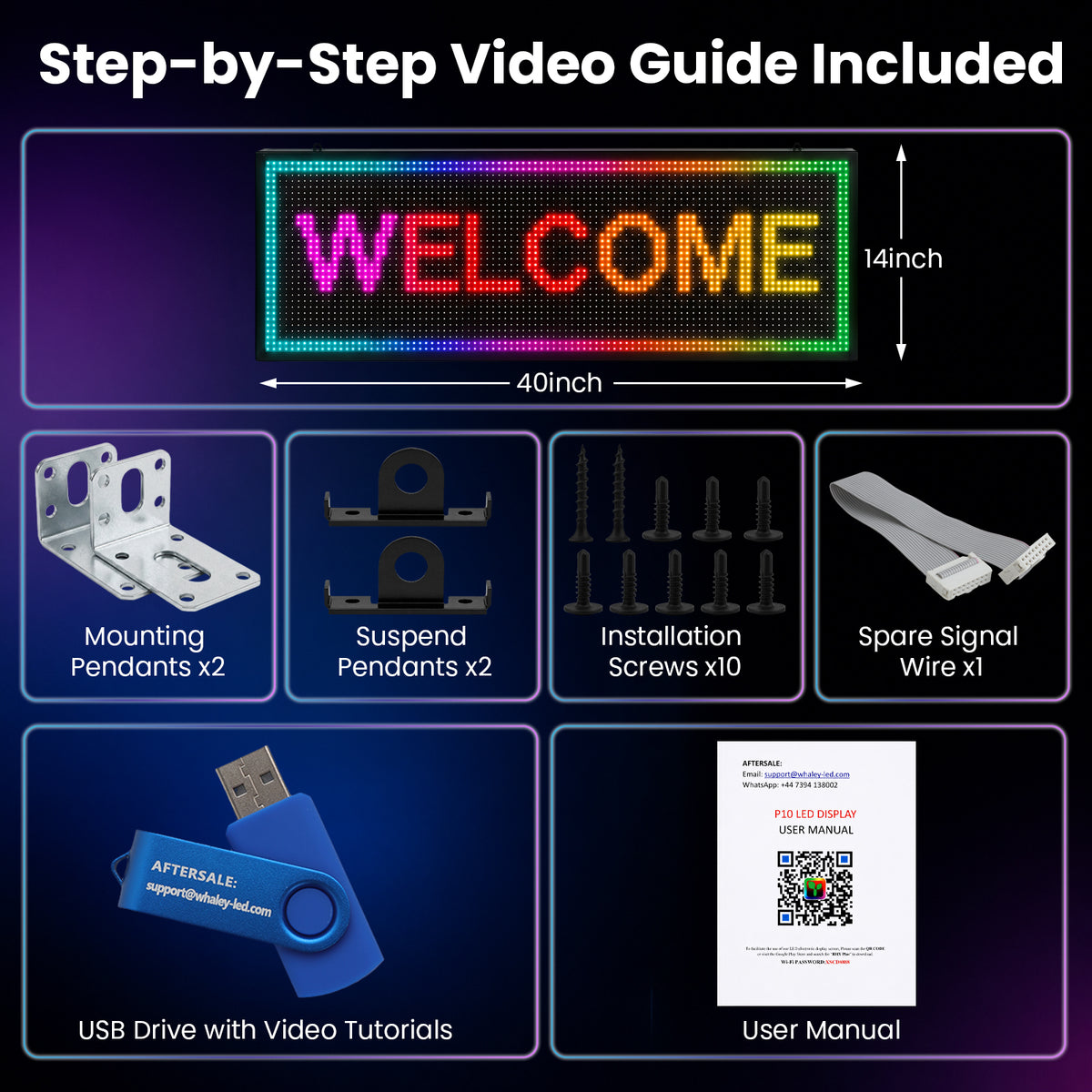 P10 Programmable LED Sign, Waterproof Full Color Outdoor Scrolling Display for Business, WiFi & USB Control