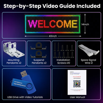 P10 Programmable LED Sign, Waterproof Full Color Outdoor Scrolling Display for Business, WiFi & USB Control