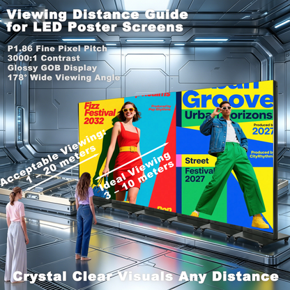 80 Inch LED Digital Signage Display, P1.86 GOB Technology Foldable Poster LED Screen, 3000:1 High Contrast Glossy Display, Seamless Splicing up to 6 Units, Smart Control LED Display with Flight Case for Commercial Events & Rentals（ Price for reference）