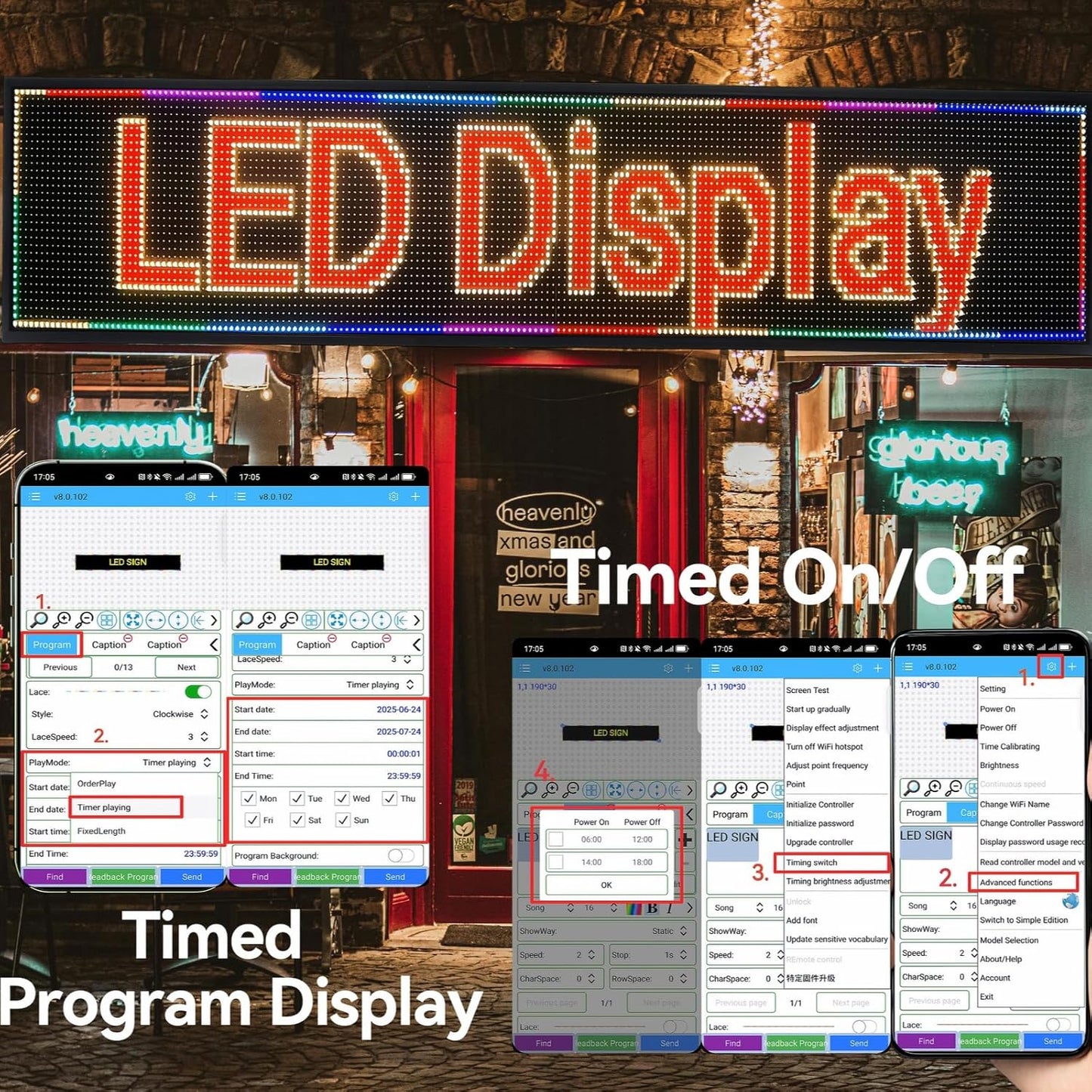 Outdoor P10 LED Scrolling Programmable Sign, Bright High Visibility Digital Led Signage Displays, Message Signs for Business, Restaurant, Window Shop