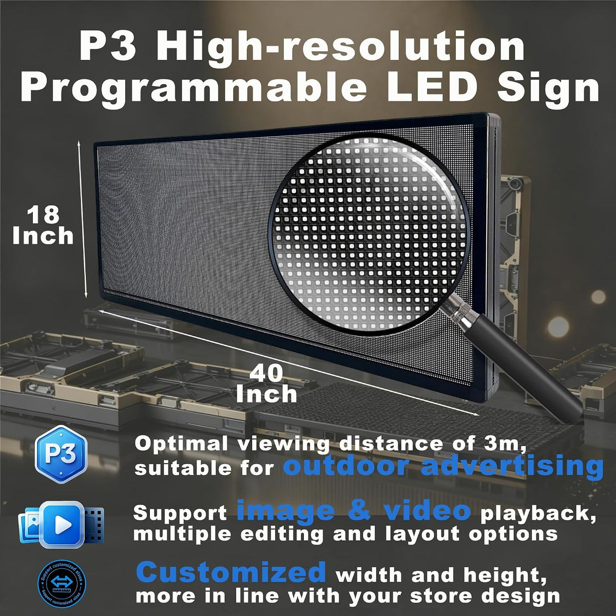 P3 P6 Programmable LED Sign – Outdoor Programmable Display with Video Support & WiFi Control
