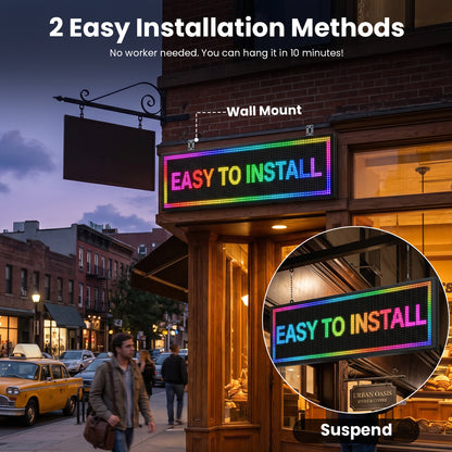 P10 Programmable LED Sign, Waterproof Outdoor Scrolling Display for Business, WiFi & USB Control