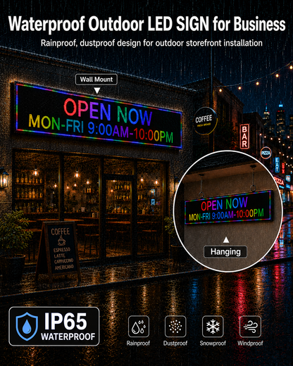P10 Programmable LED Sign – Outdoor LED Sign – Programmable Scrolling Display with Multi-Program Editing & WiFi Control