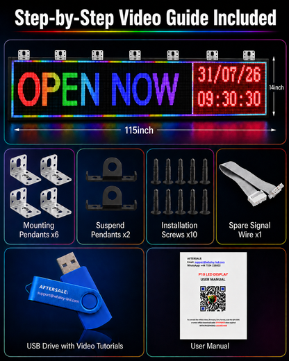 P10 Programmable LED Sign – Outdoor LED Sign – Programmable Scrolling Display with Multi-Program Editing & WiFi Control