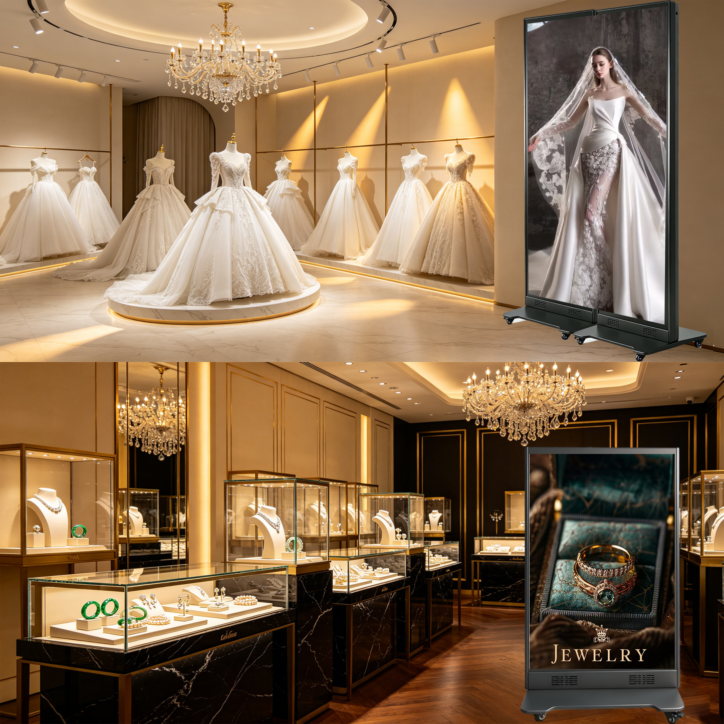 80 Inch LED Digital Signage Display, P1.86 GOB Technology Foldable Poster LED Screen, 3000:1 High Contrast Glossy Display, Seamless Splicing up to 6 Units, Smart Control LED Display with Flight Case for Commercial Events & Rentals（ Price for reference）