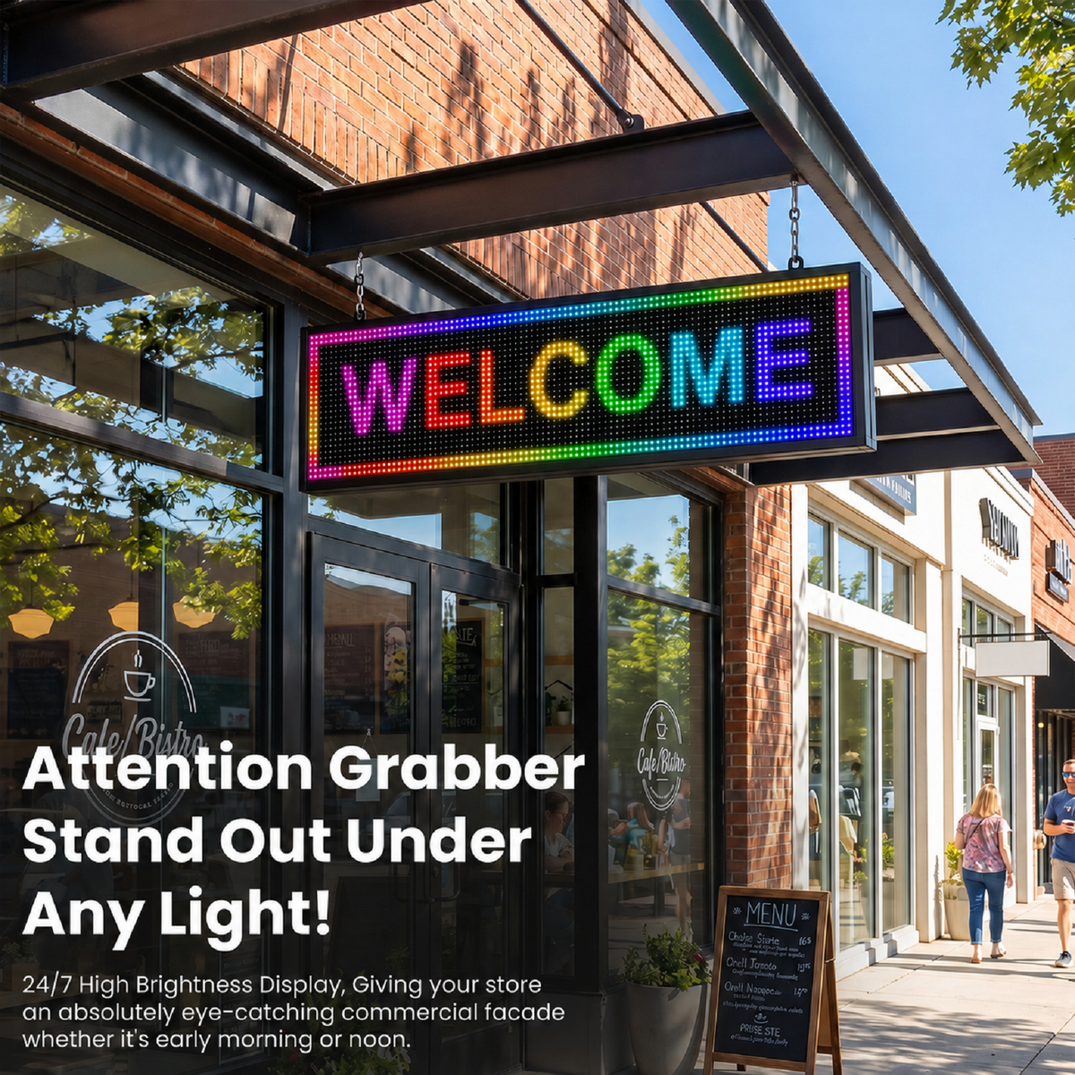 P10 Programmable LED Sign, Waterproof Outdoor Scrolling Display for Business, WiFi & USB Control