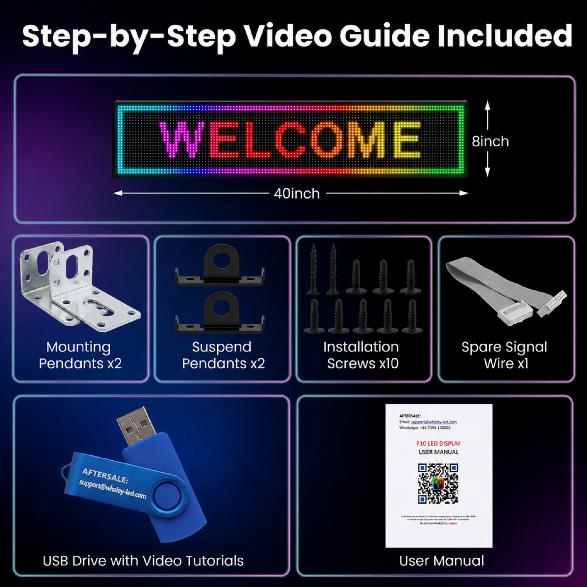 P10 Programmable LED Sign, Waterproof Outdoor Scrolling Display for Business, WiFi & USB Control